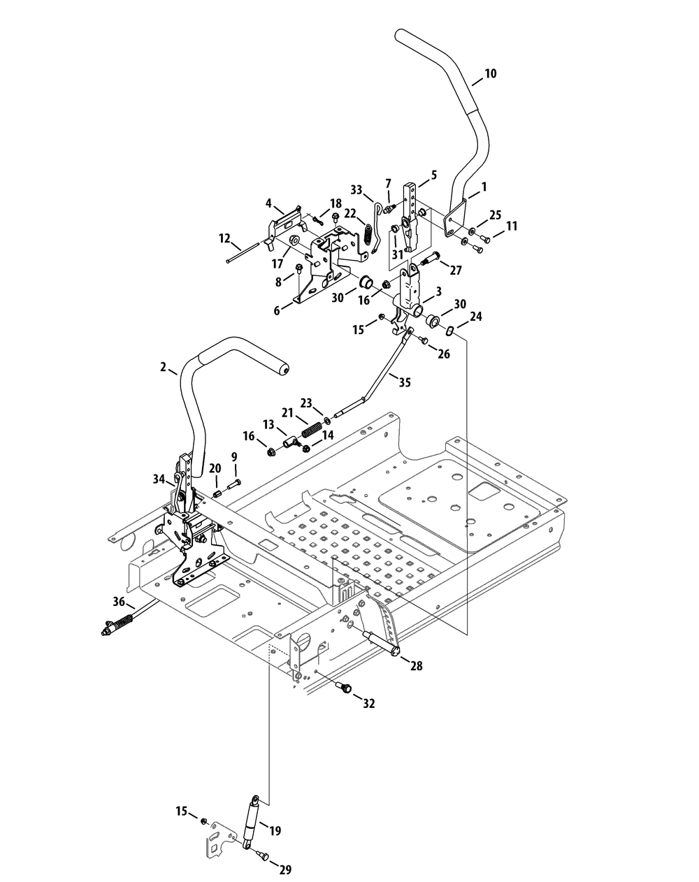Controls Diagram and Parts List for Z-FORCEL48 (17CSDALB009-17CSDALB010)(2015) Cub Cadet Lawn Tractor